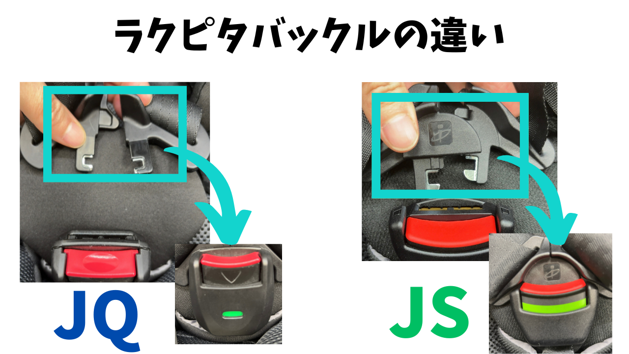 ラクルムーヴコンパクトJSとJQのバックルの違い