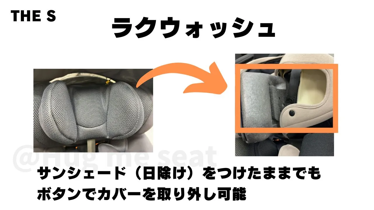 サンシェードをつけたままでもカバーが取り外し可能ラクウオッシュ