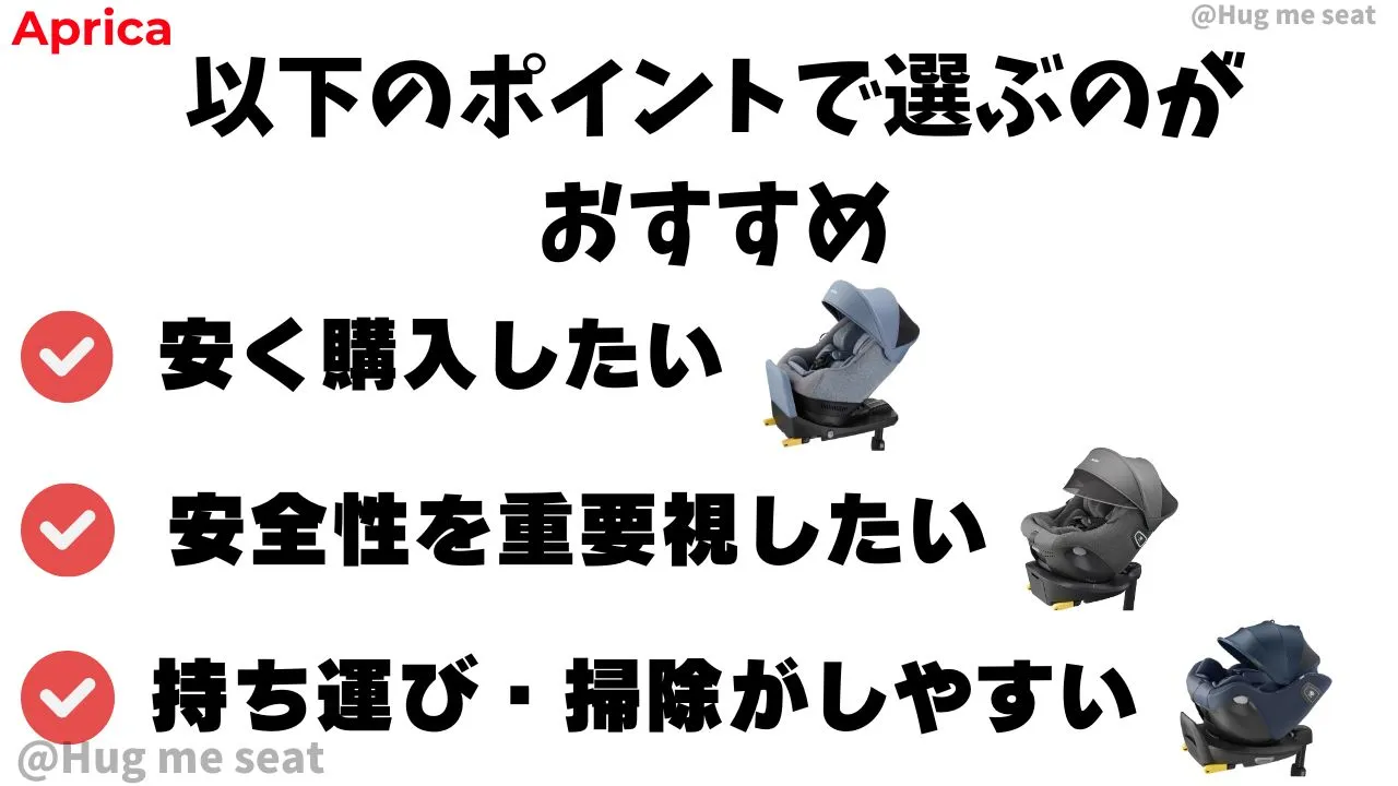 アップリカチャイルドシートの違いのまとめ