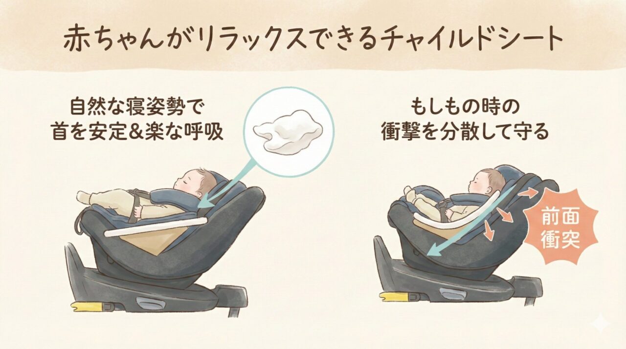 アップリカのチャイルドシート。ナチュラルクッション機能