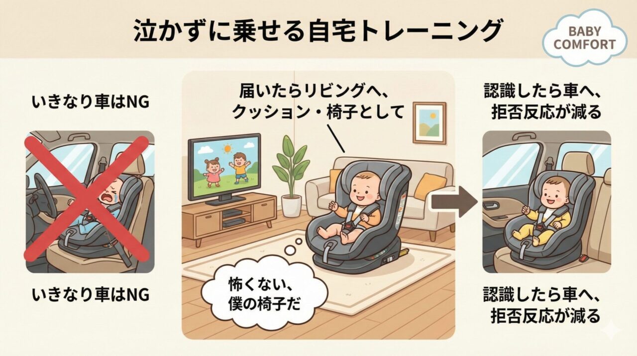【購入前の極意】泣かずに乗せるための「自宅トレーニング」