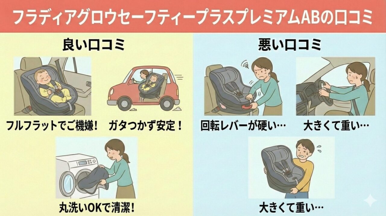 フラディアグロウISOFIXセーフティープラスプレミアムABの口コミ