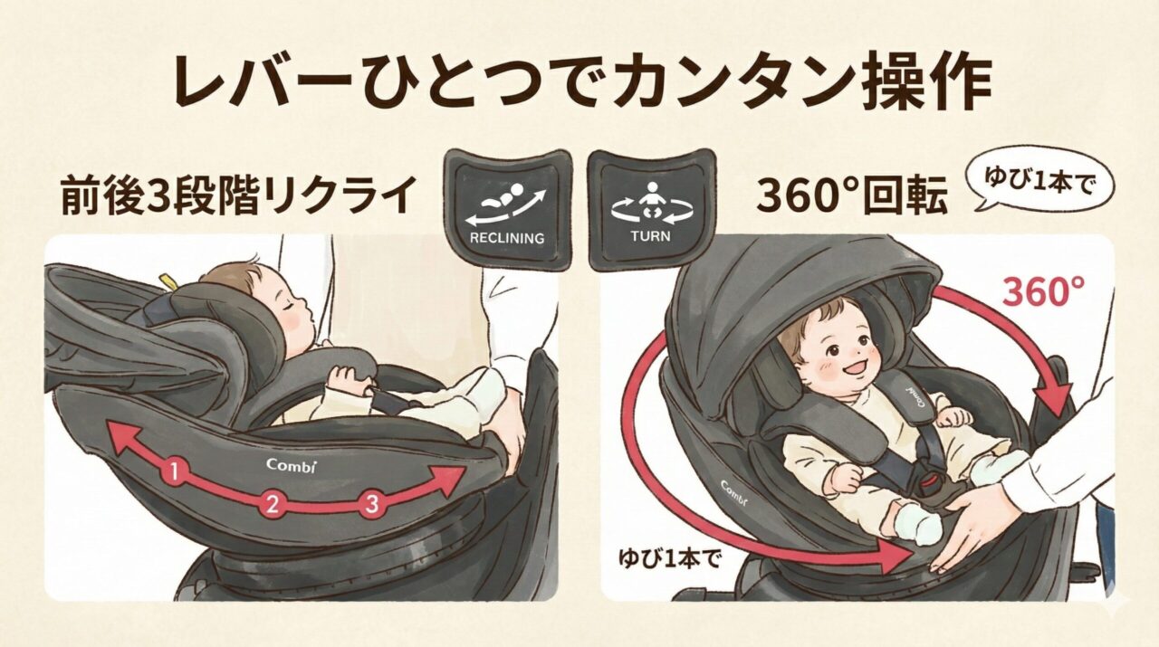 クルムーヴコンパクトJSとJQのリクライニング