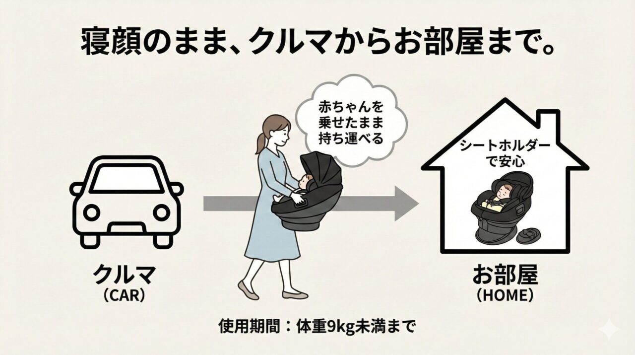 セパレート構造で子どもを乗せて持ち運べる