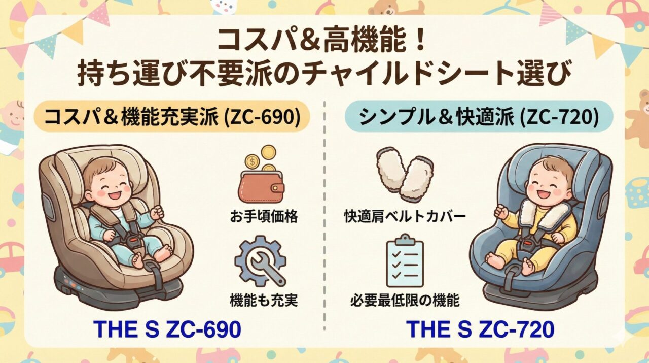 コスパが良く高機能なチャイルドシートがいい人はTHE S ZC-690・THE S ZC-720