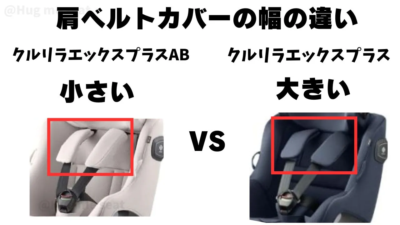 クルリラエックスプラスとクルリラエックスプラスABの肩ベルトカバーの幅の違い