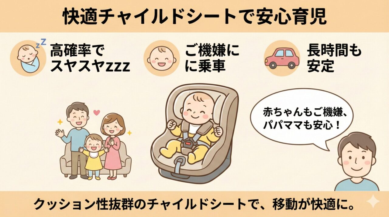 ネビオのターンピットFに乗せた赤ちゃんの様子