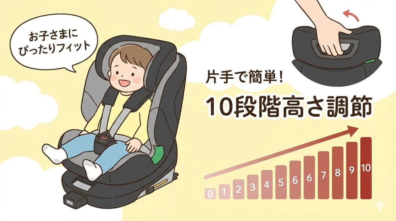 ネビオ・ターンピットFのヘッドレストの高さ調節