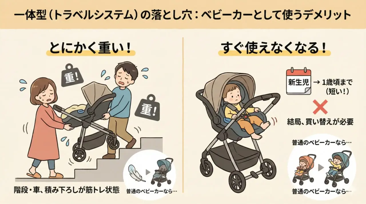 ベビーカーとして使えるデメリット