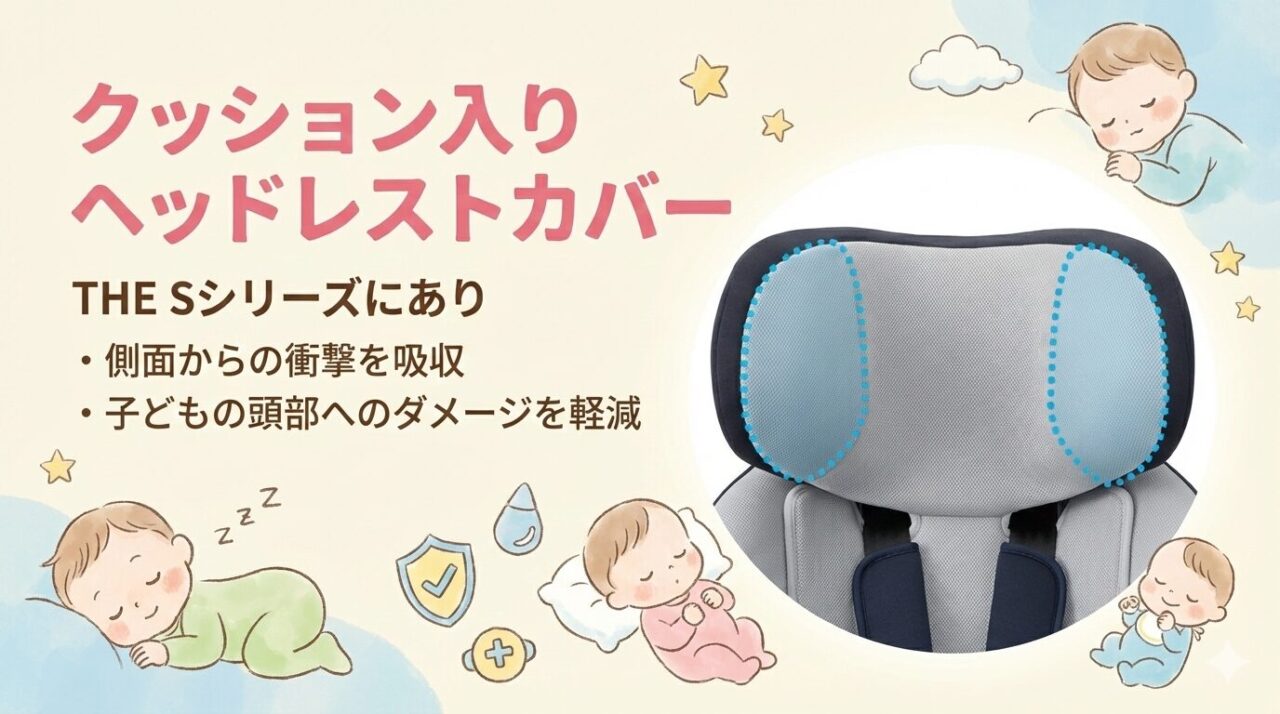 コンビチャイルドシートのクッション入りヘッドレストカバー
