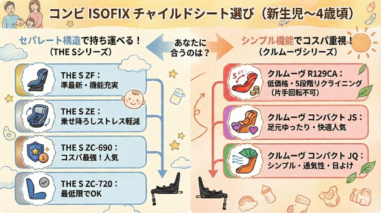 新生児から4歳頃まで使えるコンビチャイルドシートはどれを選べばいい