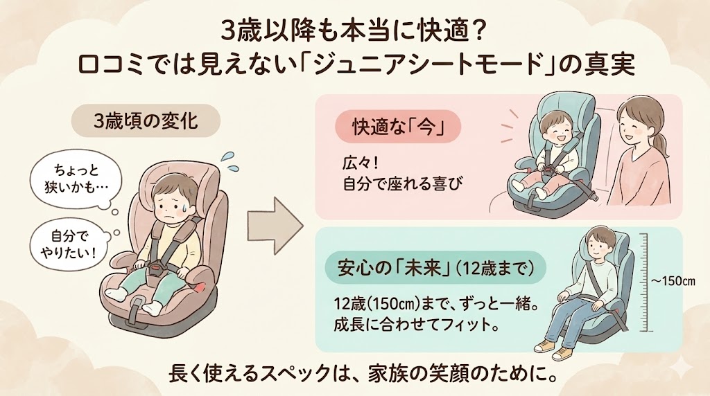 3歳以降も本当に快適？口コミでは見えない「ジュニアシートモード」の真実