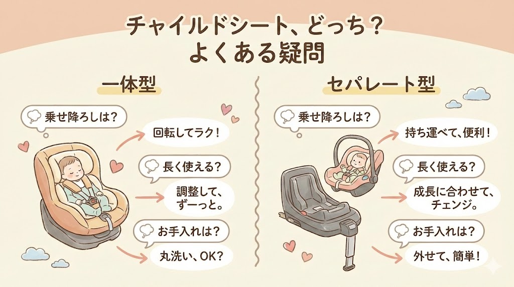 チャイルドシートのセパレート型と一体型に関してよくある質問