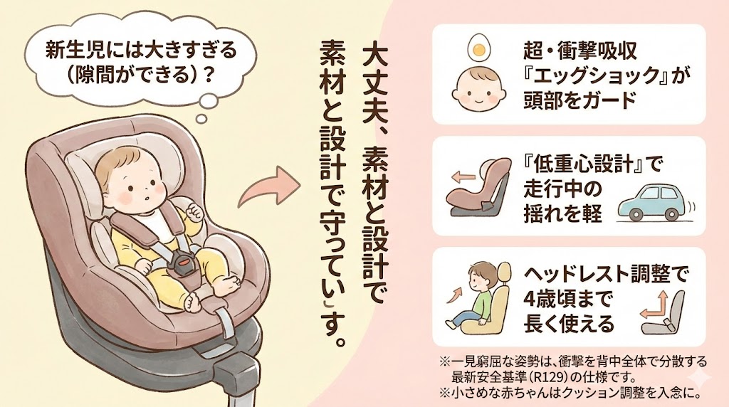 クルムーヴエッグショックCAは新生児には大きすぎる