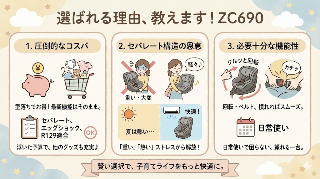 口コミから見るコンビのZC690がおすすめな人とおすすめじゃない人