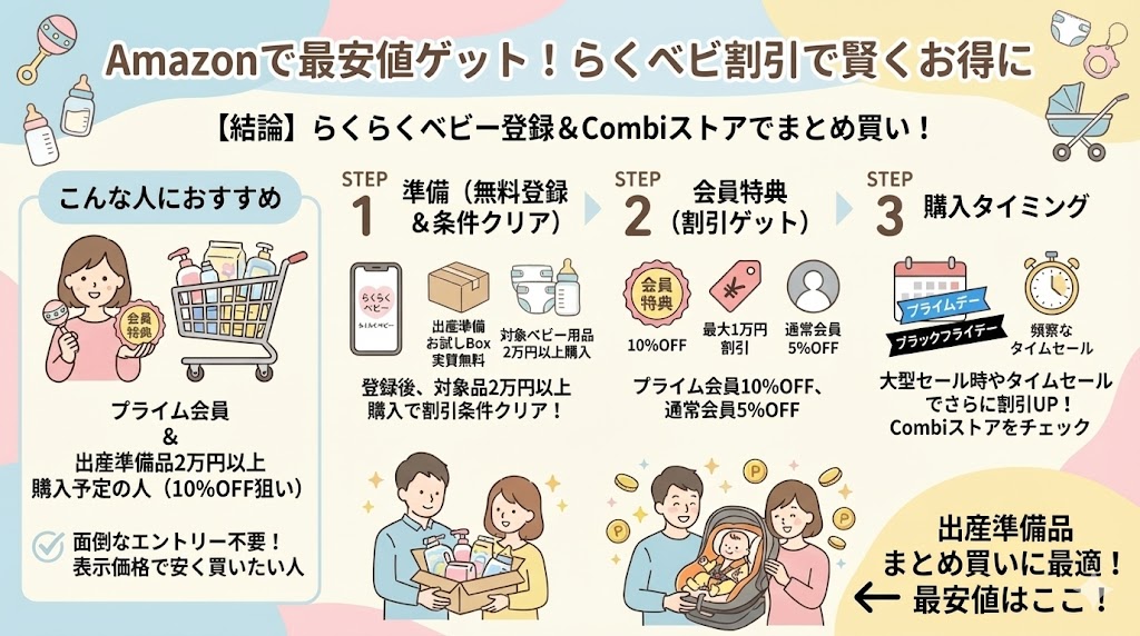 Amazonでらくらくベビーに登録してからCombiのストアで購入する