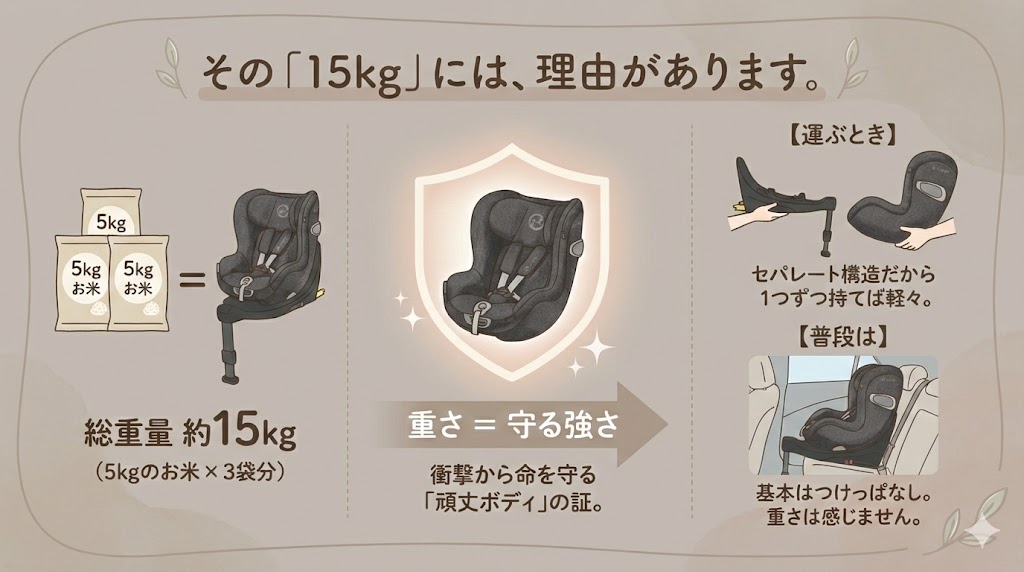 サイベックス シローナT i-Sizeの重量は15kg