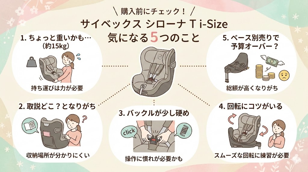 サイベックスシローナT i-Sizeの5つの悪い口コミ