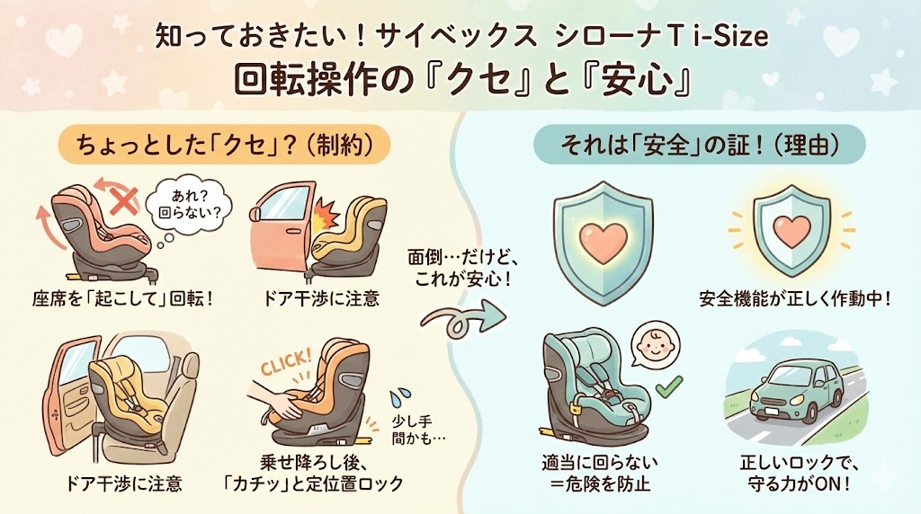 サイベックス シローナT i-Sizeは回転操作のクセがある