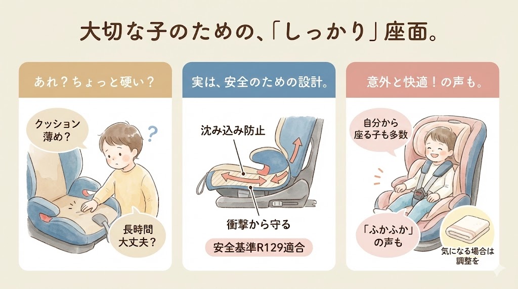 サイベックスのソリューションG2悪い口コミ:座面が硬く感じる