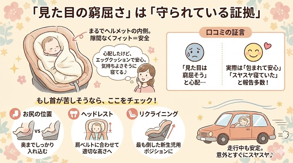 クルムーヴエッグショックCAの見た目の窮屈さは守られている証拠