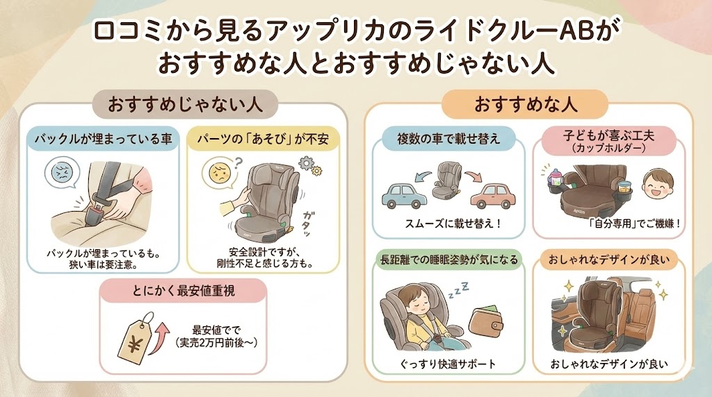 口コミから見るアップリカのライドクルーISOFIXABがおすすめな人とおすすめじゃない人
