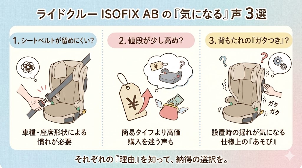 アップリカのライドクルーISOFIXABのいまいちな口コミ・評判3つ