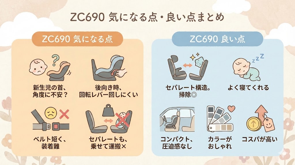 コンビのZC690のメリット・
デメリット