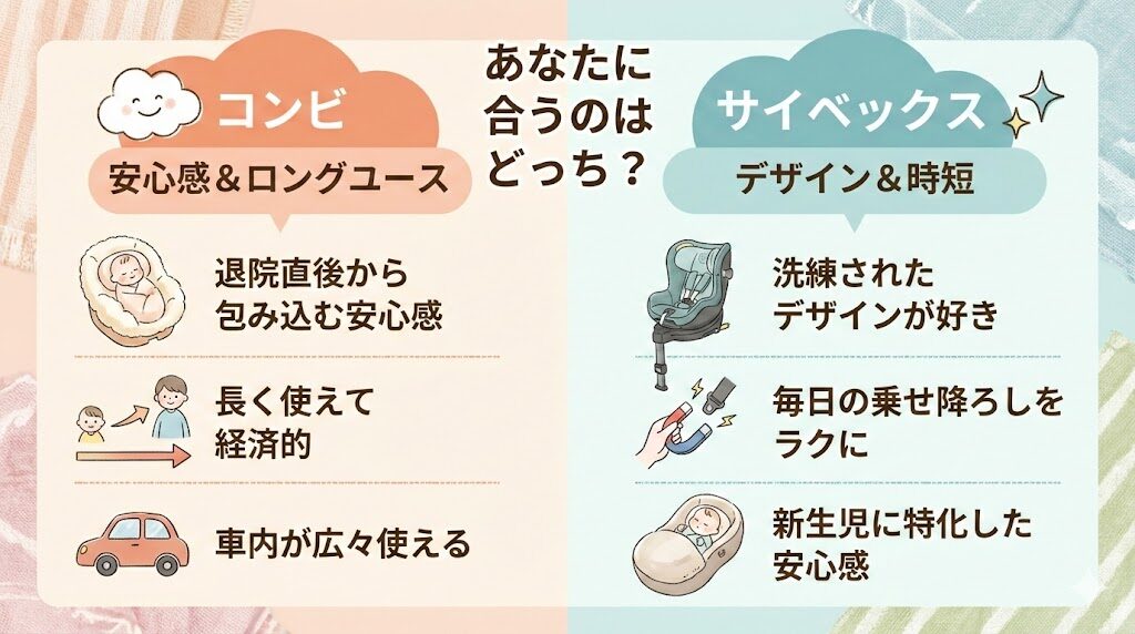 サイベックスとコンビのチャイルドシートの違い|あなたに合うのはどっち?