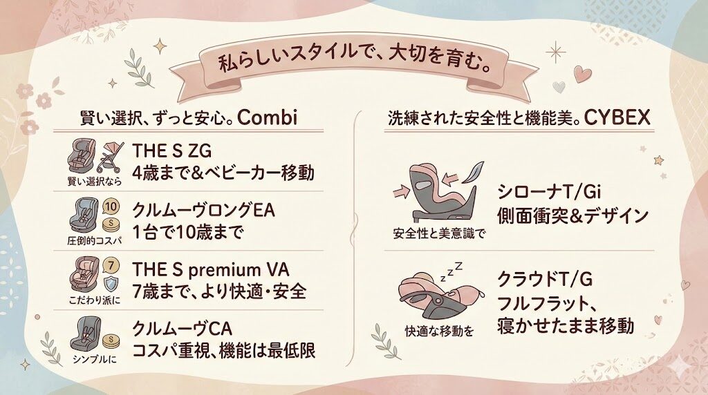 サイベックスとコンビのチャイルドシートの違い|あなたに合うのはどのモデル?