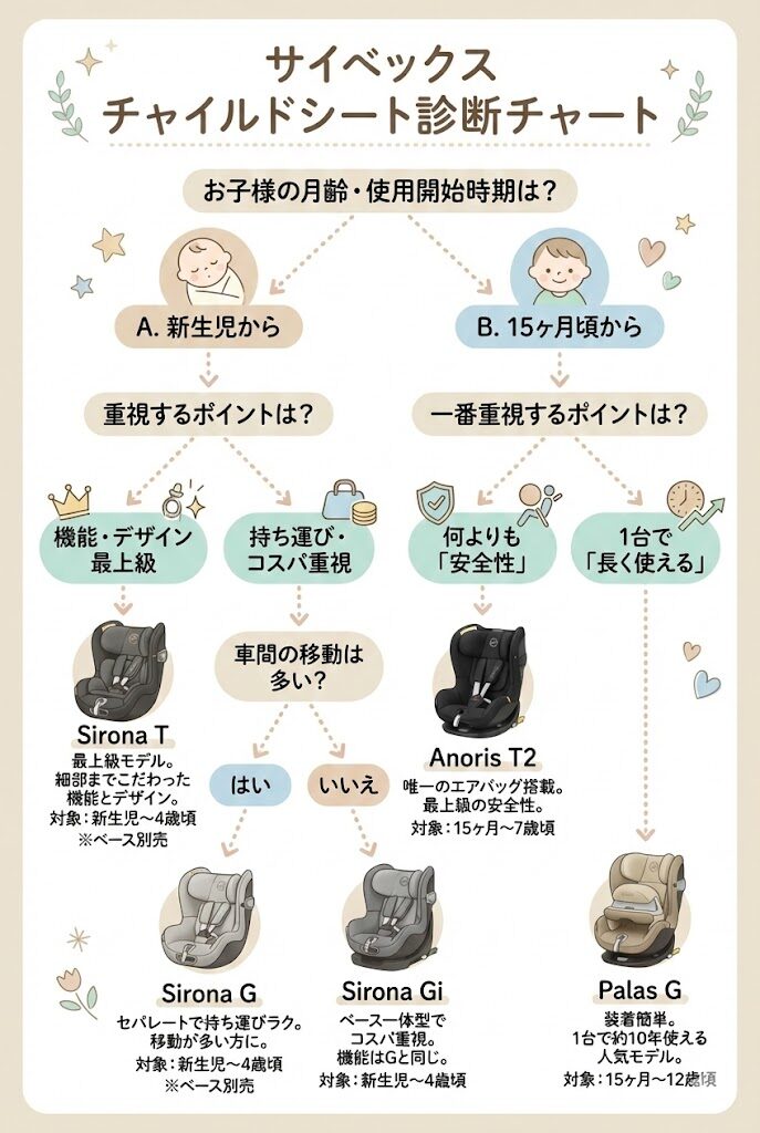 サイベックスチャイルドシート診断チャート