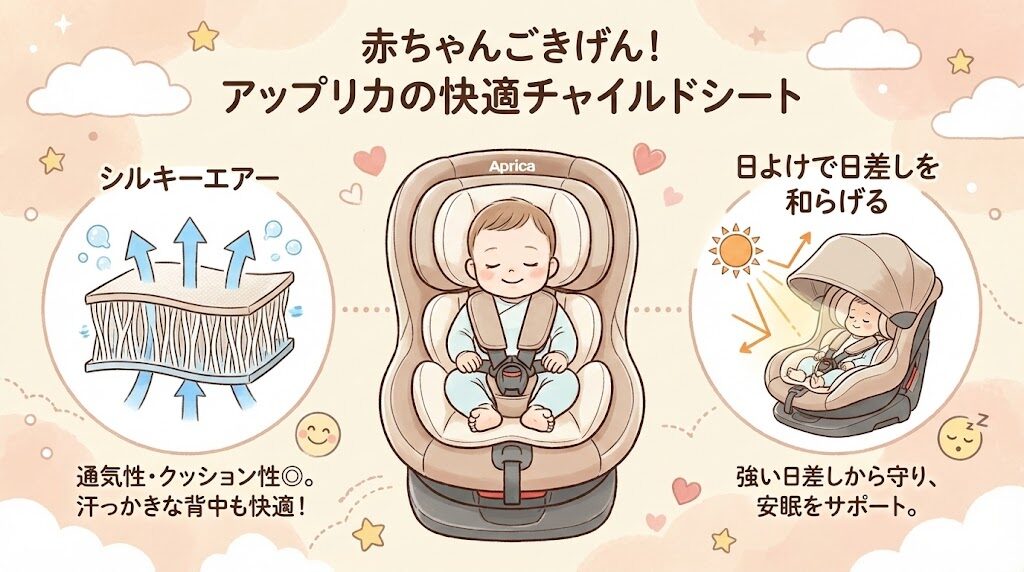 アップリカのチャイルドシートの通気性