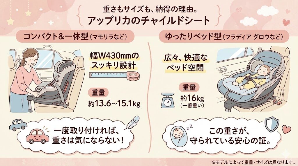 アップリカのチャイルドシートはベット型あり