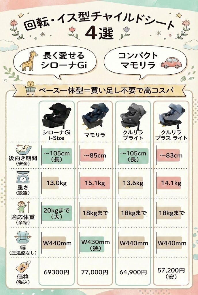 回転式・イス型チャイルドシートの一体型