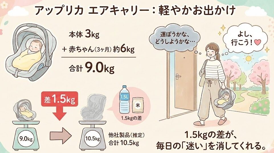 アップリカのベビーシートの重さ