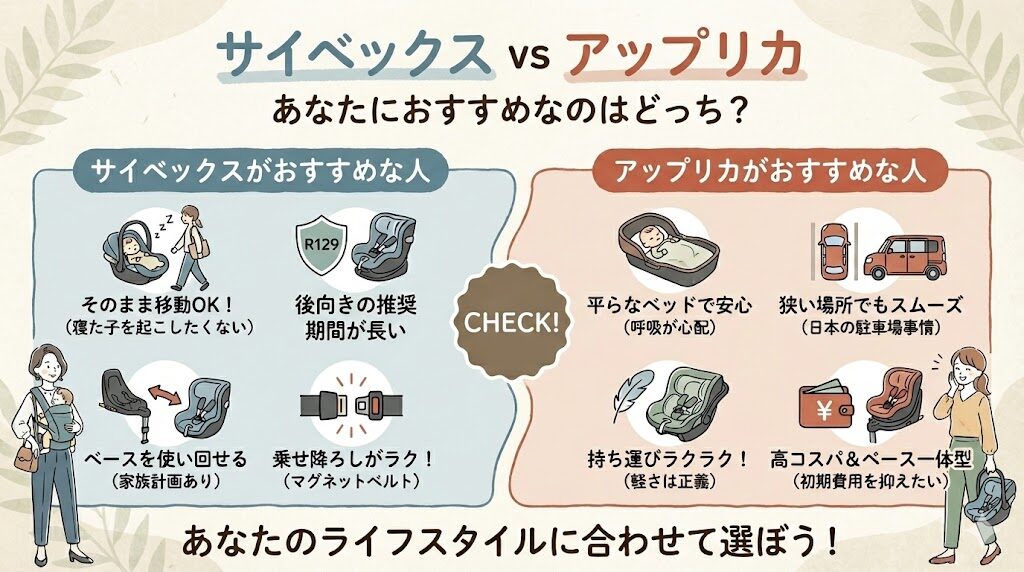 サイベックスとアップリカのチャイルドシートの違いから見るあなたにおすすめなのはどっち？