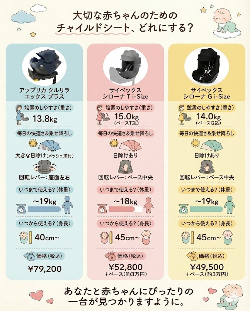サイベックスとアップリカのチャイルドシート：セパレート型