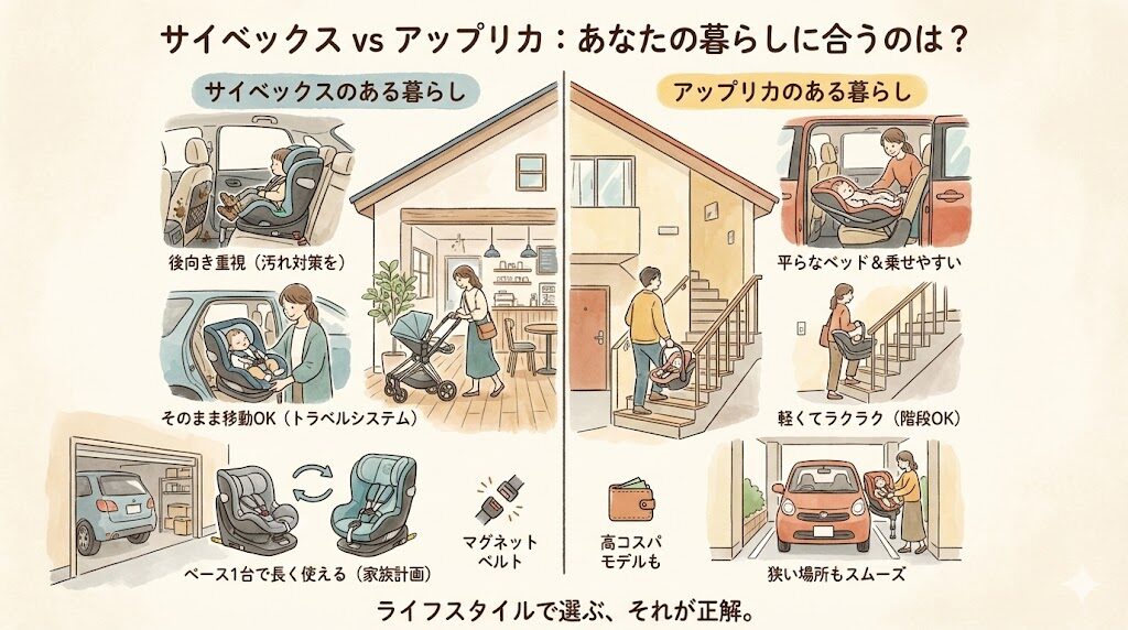 サイベックスとアップリカのチャイルドシートの違い。あなたに合うのはどっち？