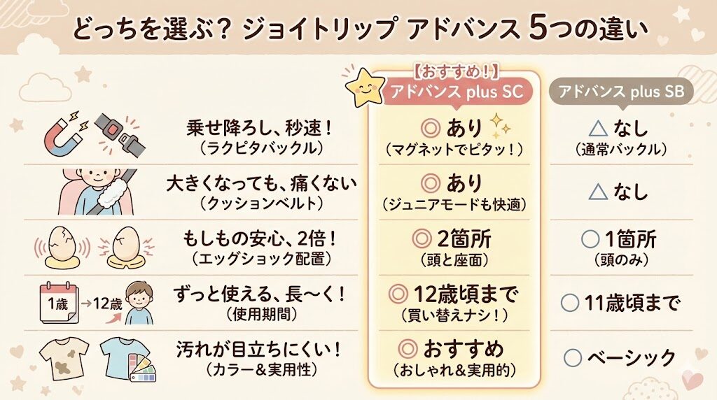 ジョイトリップアドバンス plus SCとジョイトリップ アドバンス plus SBの違い5つ