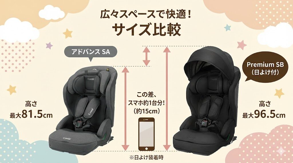 ジョイトリップアドバンスSAとジョイトリップアドバンスpremiumSBの高さの違い