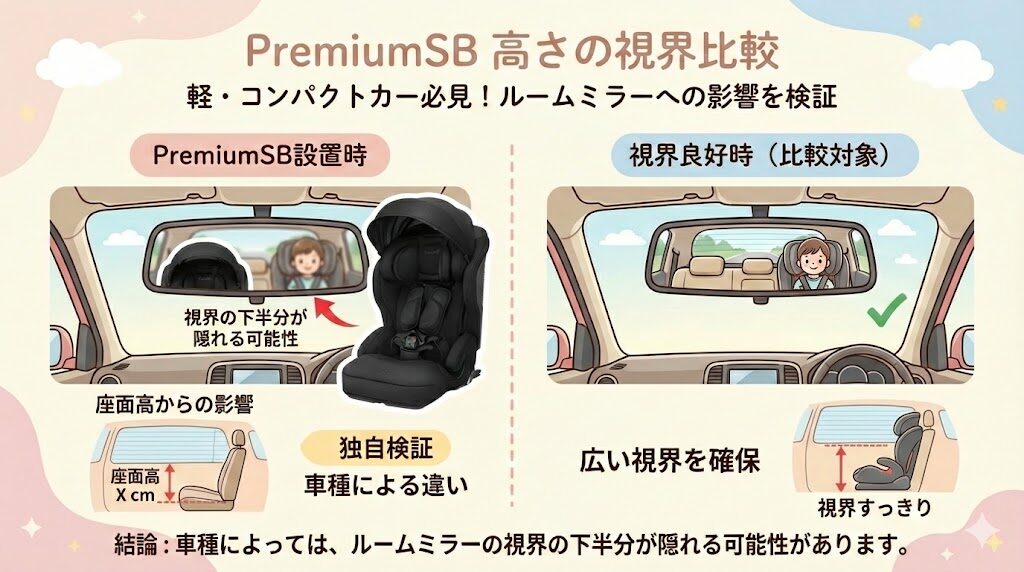 ジョイトリップアドバンスPremiumSBのルームミラーの視野イメージ