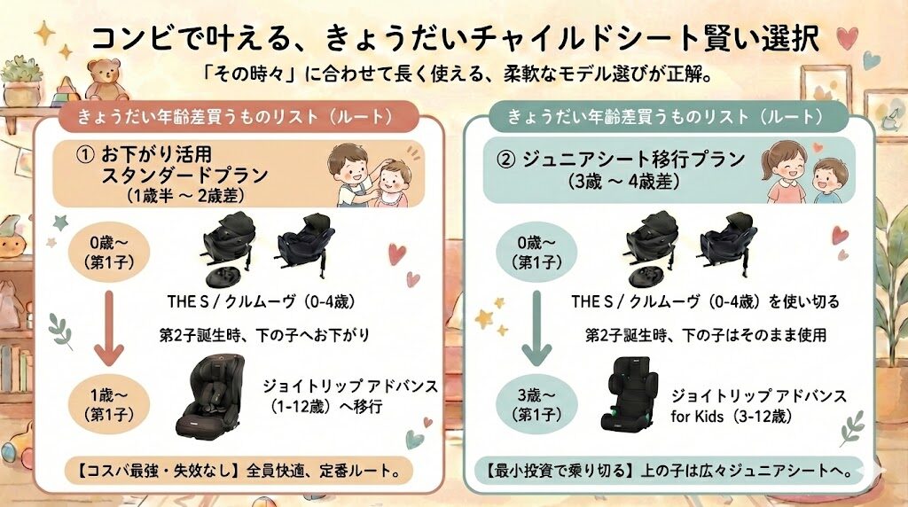 コンビのチャイルドシート買い替えシミュレーション2パターン