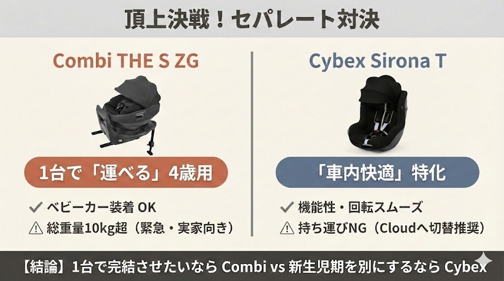 THE S ZGとシローナ Tはどちらも本体とベースが分かれる「セパレート型」