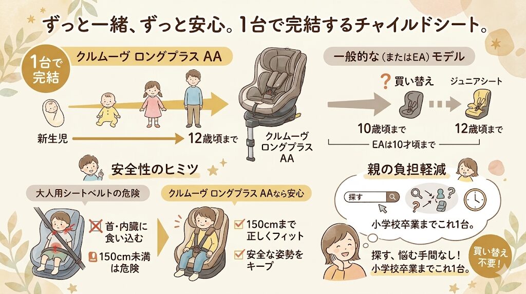 12歳頃までの使用期間と快適性を重視するならクルムーヴロングプラスAAが最適