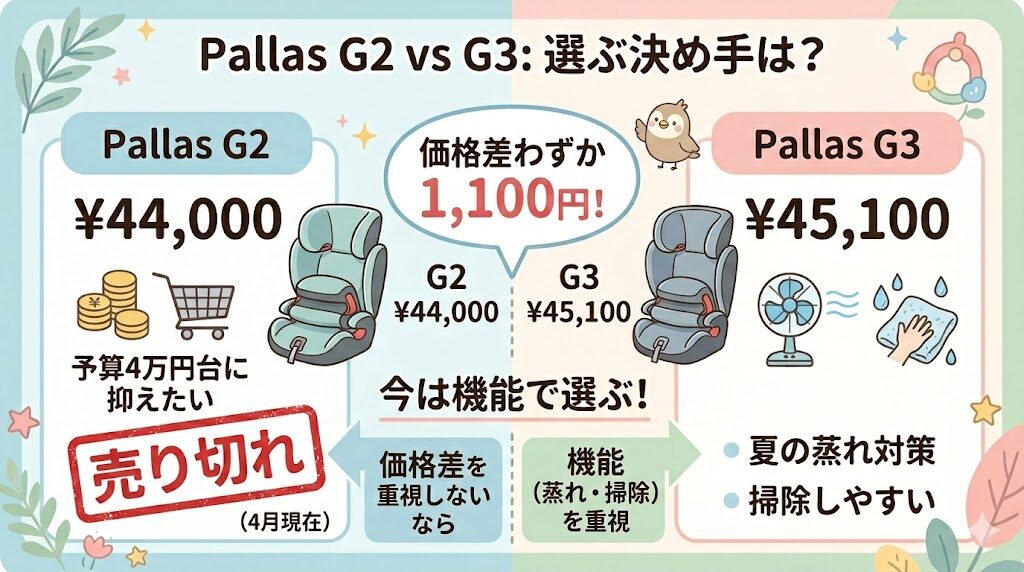 値段：パラスG3はパラスG2と同等か値段差は1,100円