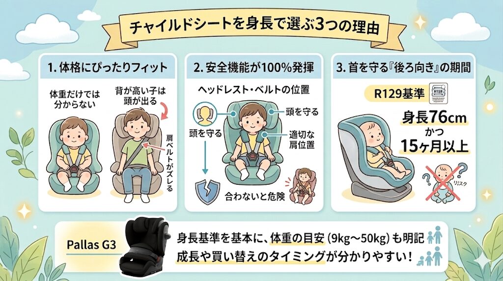 チャイルドシートの身長基準