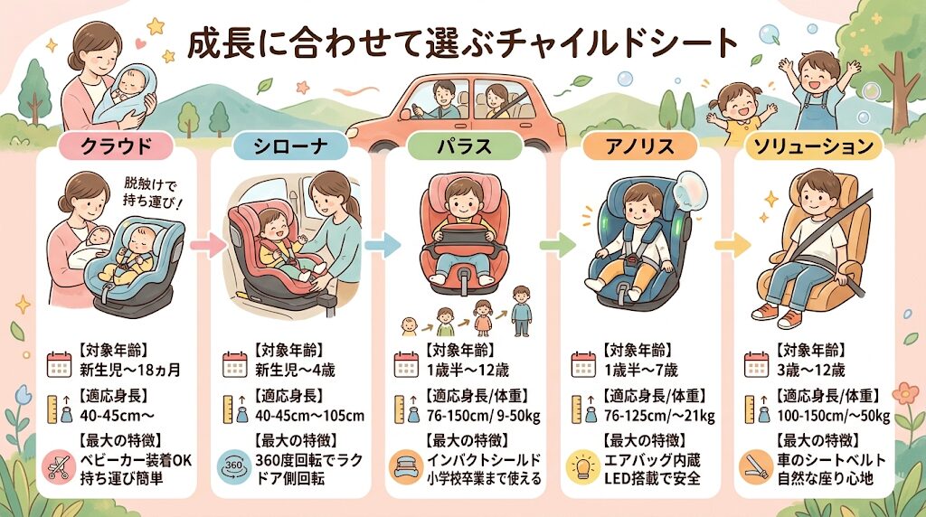 サイベックスチャイルドシートの種類と違い