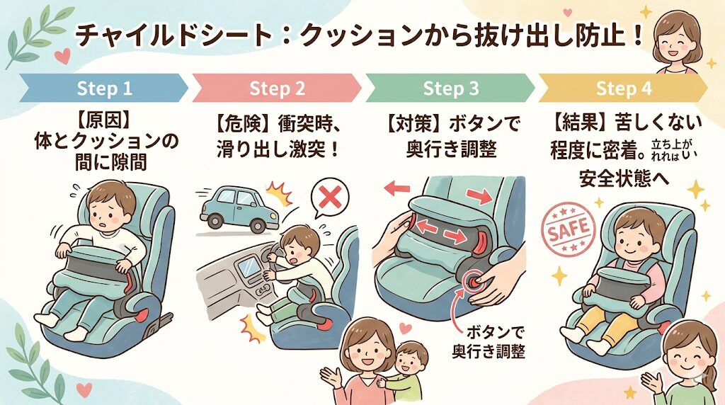 サイベックスパラスG2・パラスG3のインパクトシールドから子どもが抜け出そうとする場合の対応