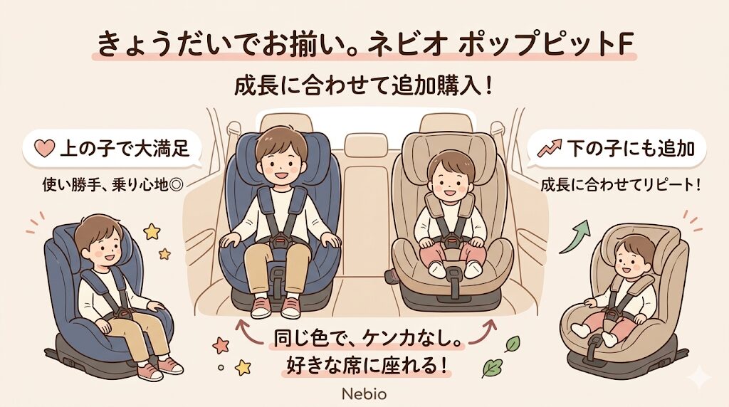 ネビオのポップピットFを複数台購入している人の意見|兄弟姉妹で「お揃い」にするための追加購入をした人の声