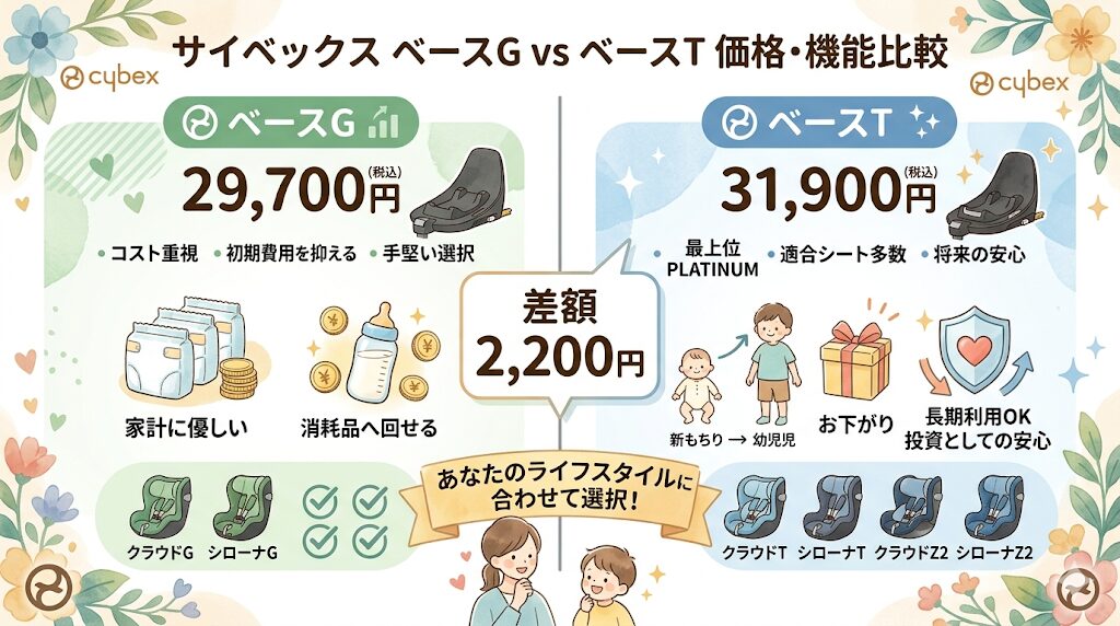 ベースにも値段の差がある(ベースGが2,200円安い)